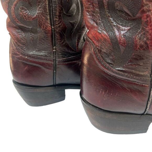 Dan Post Vintage Burgandy Maroon Leather Cowboy Boots 9.5 Western Roper - Picture 6 of 16